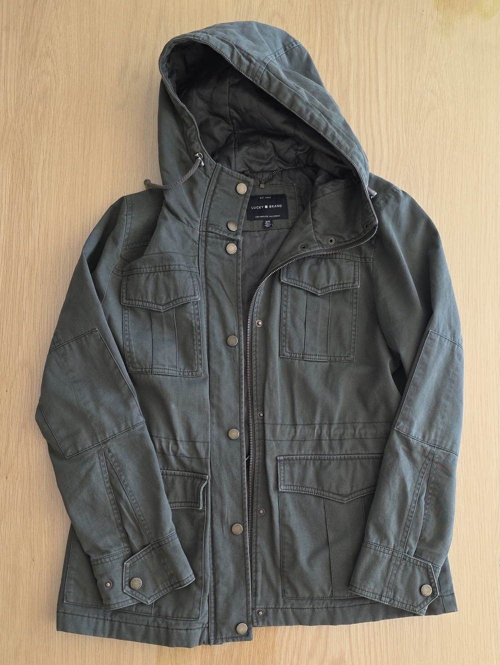 Lucky Brand Women's Hooded Military Field Jacket in Olive